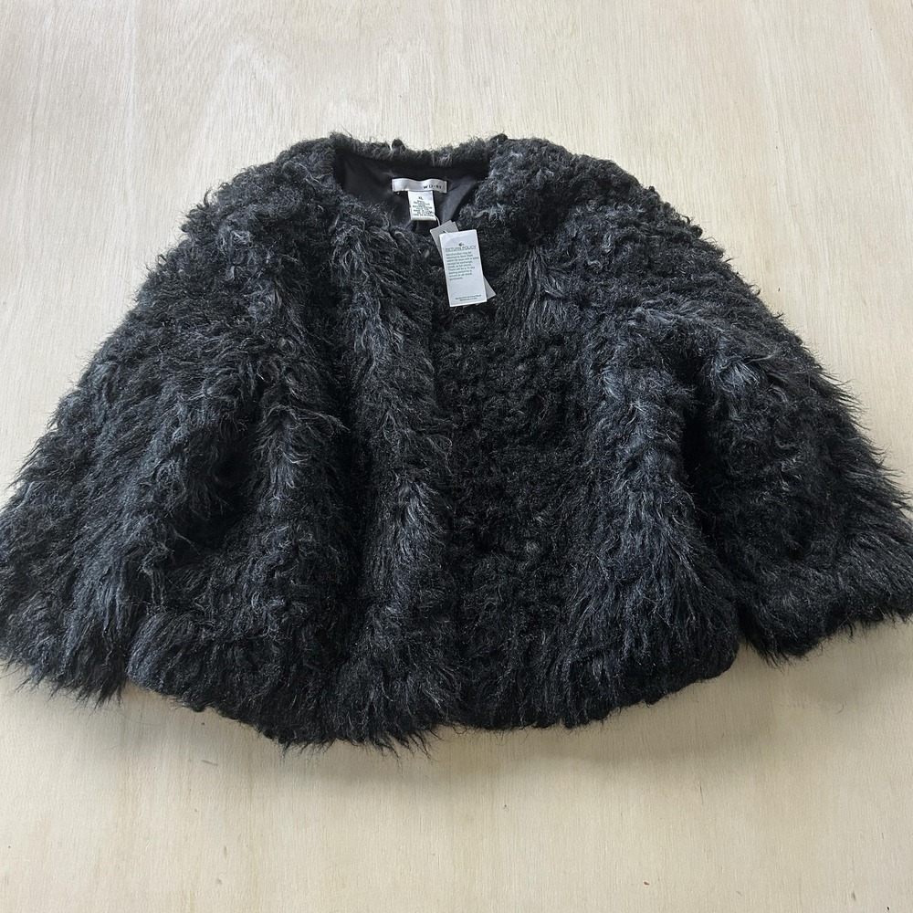 Vintage WD-NY Jacket Womens XL Black Faux Fur Shaggy Short Lined Party Evening
